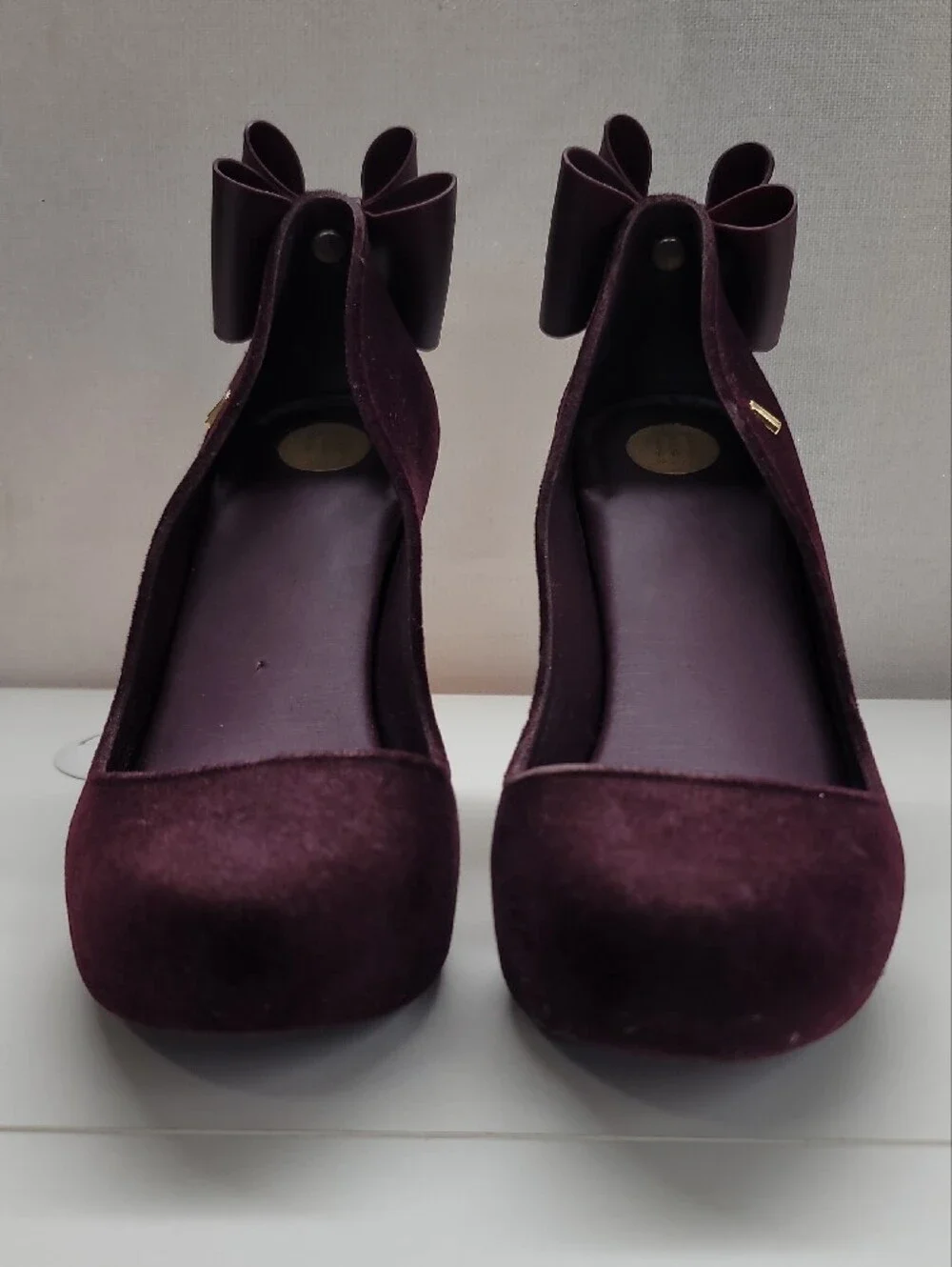 Melissa Incense Flock Bow Heels Size 7